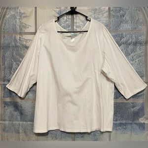 Creation L White Top Size 20 Lattice 3/4 Sleeve Blouse Elegant Style